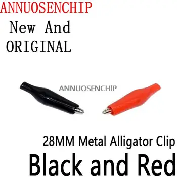 10BUC G98 Crocodil Electrice Clemă Pentru Sonda de Testare Pătrat Negru și Roșu Cu Plastic Boot Nominală 28MM Metal Aligator Clip
