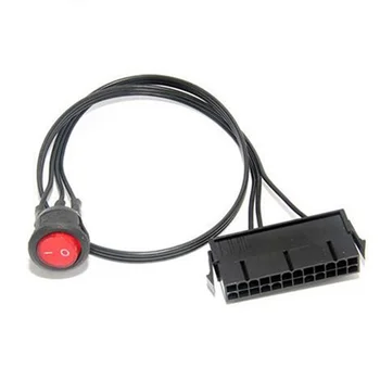 2 BUC 50cm Cablu de Cupru Sârmă Staniu 24-Pini de sex Feminin ATX PSU PC-ul de Alimentare a Demarorului Tester Pornire Jumper cu Comutator ON/OFF
