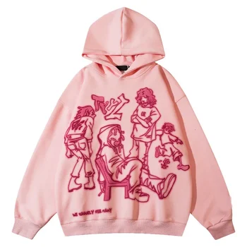 2023 Y2K Streetwear Roz Hanorac cu glugă de Desene animate Amuzante Graphic Hoodie de Toamnă Harajuku Anime Pulover cu Gluga Hip Hop Hipster