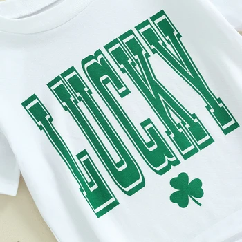 Sugar Baby Boy Fata de St Patrick s Day Tinuta Trifoi Norocos Romper tricou Nou-născuți Haine de Vară